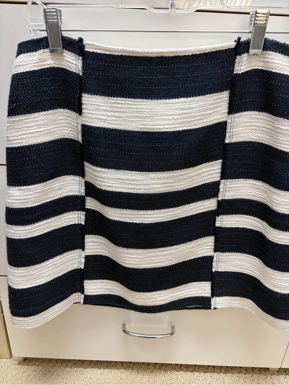 LOFT Black and White Striped Knit Skirt